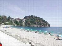 Valtos beach, Parga and in the background the castle of Parga